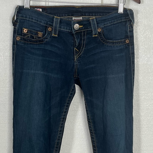 Vintage Y2k True Religion Low Rise Dark Skinny Jeans Embellished Back Pockets - Picture 6 of 13